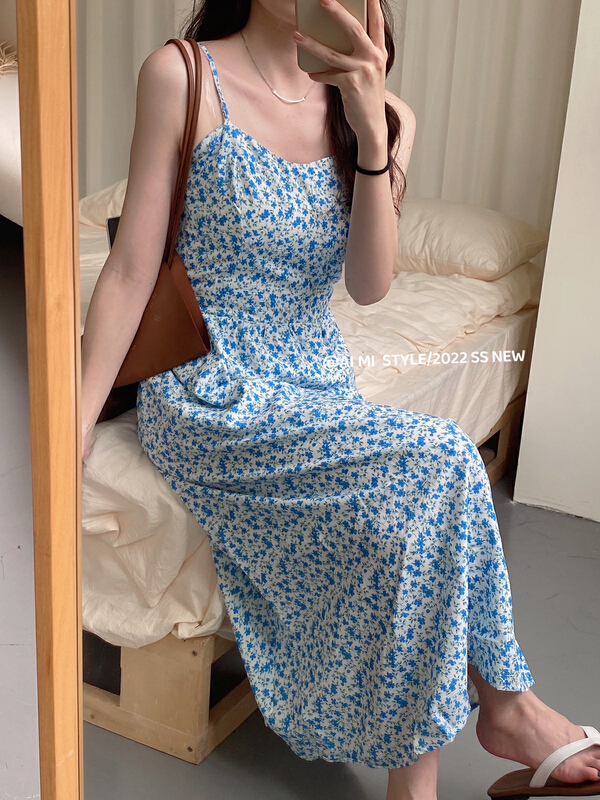 [aimi] small fresh floral suspender dress 10613# HBx