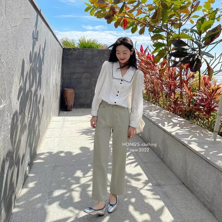 New year in early spring! [Hong's] one button simple solid color versatile jeans 0125# ll