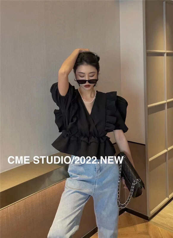 【13C.STUDIO】V領顯瘦減齡小衫  8529#  PCZ