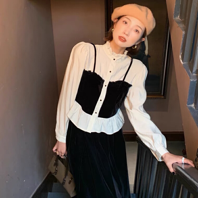 New year in early spring! [LML] Korean fake two versatile blouses l0528# ozq