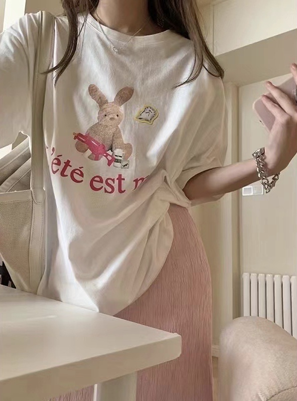 New in early summer! [h2-studio] Korean loose cartoon printed short sleeve T-shirt 502# HBx