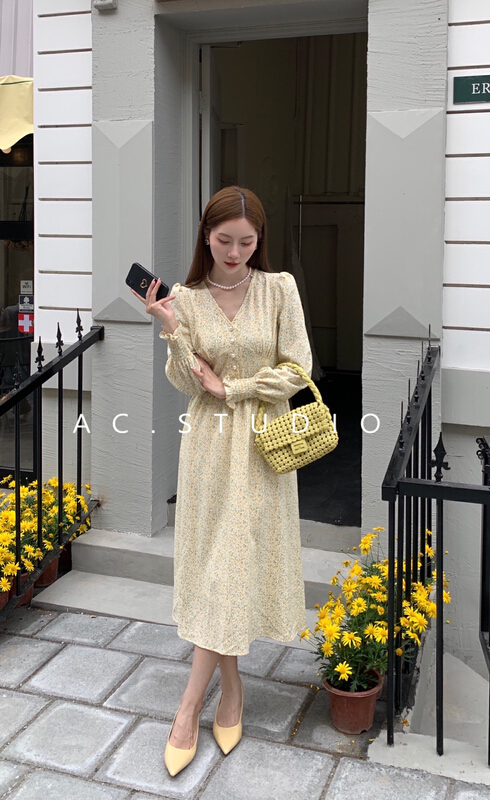 goods in stock! New year in early spring! [A.C] Korean Style Floral Dress 10763# LSL