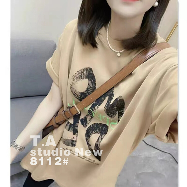 [TA +] letter print versatile short sleeve T-shirt 81112# XYY