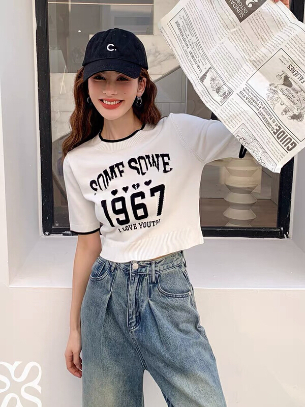 [blue show] Korean design letter jacquard sweater 6114# LSW