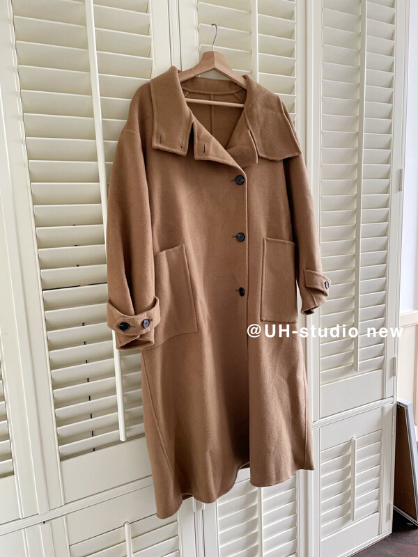 [uh] Korean large lapel double-sided cashmere wool coat (50% wool) 7311# hjy