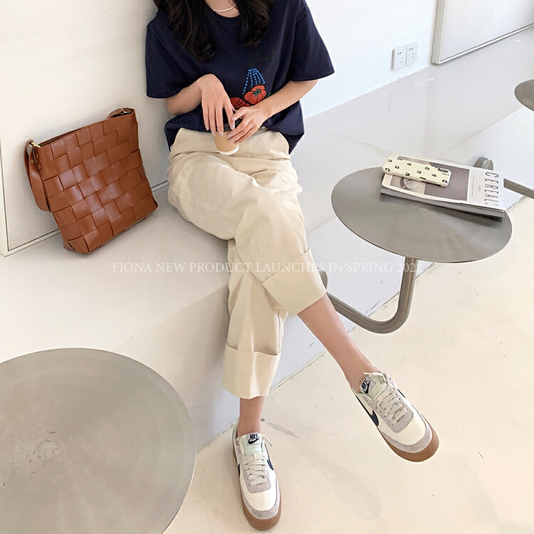 goods in stock! New year in early spring! [finoa] Korean pants with cuffed hem 10100# CLS