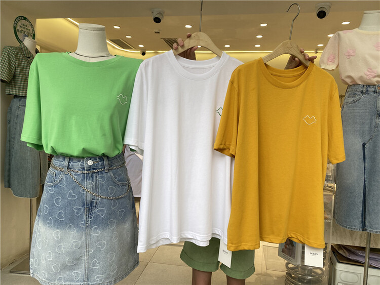 [Boran buran] love simple and versatile short sleeved T-shirt (T-shirt only) 7272# LSW