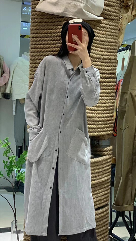 New year in early spring! [several cloth see Sichuan] temperament versatile solid color long fine check shirt 882238# XYY