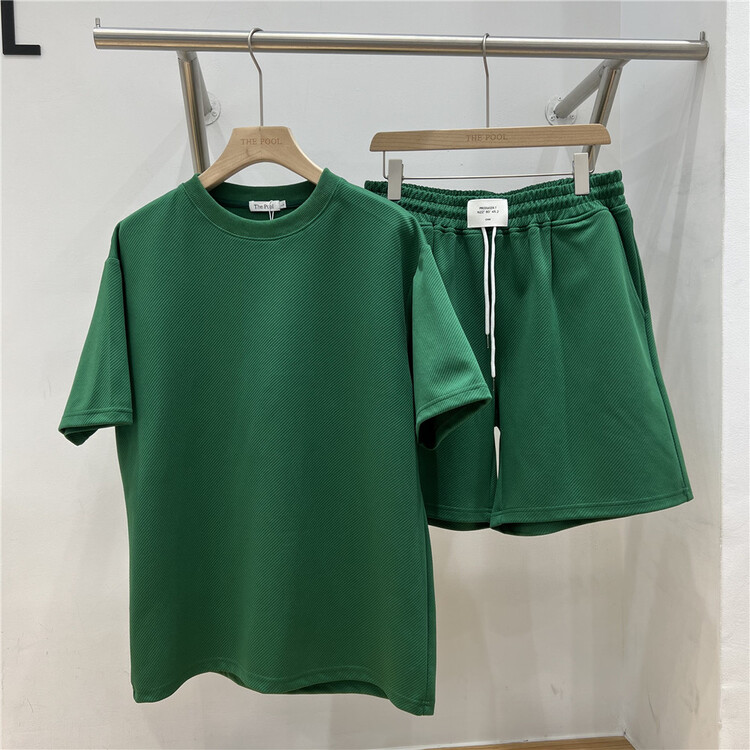 [the pool] round neck short sleeve T-shirt + comfortable small label casual shorts two piece suit ys1-2249# ZZL