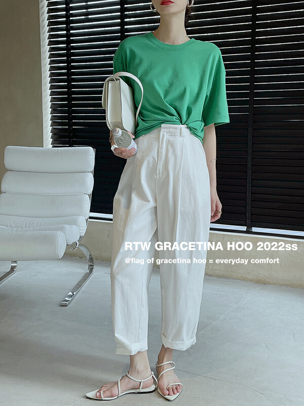 New year in early spring! [gracetina Hoo] lazy casual three-dimensional crimping loose and thin radish suit casual pants k875# zxl