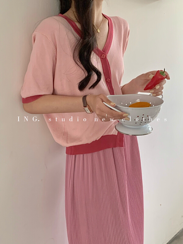New in early summer! [ing] comfortable soft waxy V-neck knit cardigan w3472# ZSY