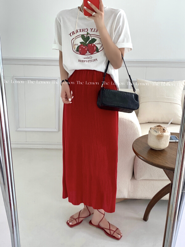 New in early summer! [lemon green tea] Korean pleated slim skirt ys1-2031# hjy