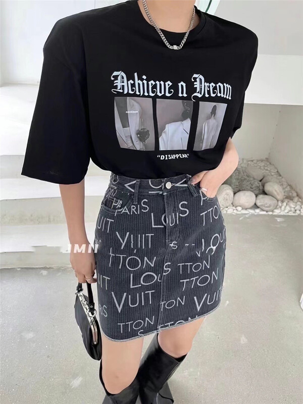 [mix] Street trend letter printed denim skirt 606# WTT