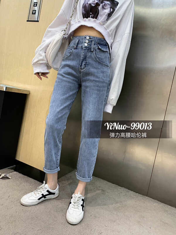 早春上新！【YINUO益諾牛仔】 彈力高腰顯瘦遮跨牛仔褲  99013#  ZSY