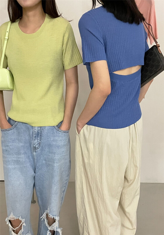 goods in stock! New in early summer! [clean space] Korean style open back hollow out sweater 30798# CLS