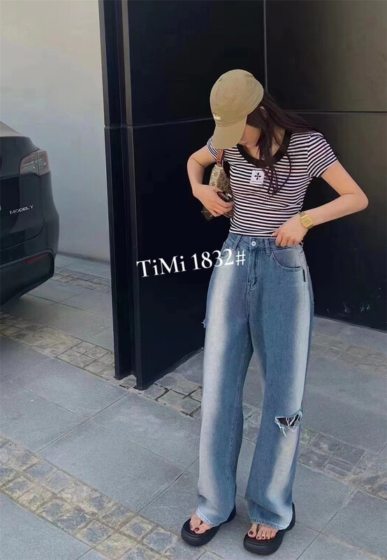 [TIMI] gradient fashion jeans with holes ys1-1832# LSW