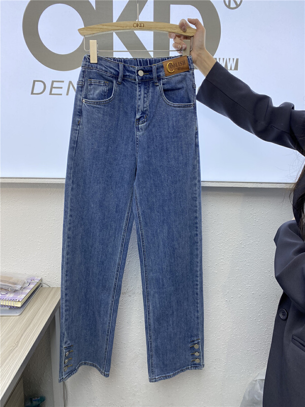 goods in stock! New year in early spring! [okd] button at hem for versatile jeans 90199# zxl