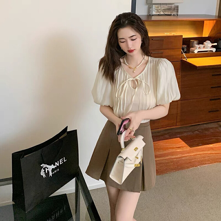 New in early summer! [G.W] versatile fashion lace up blouse 2279# zxx