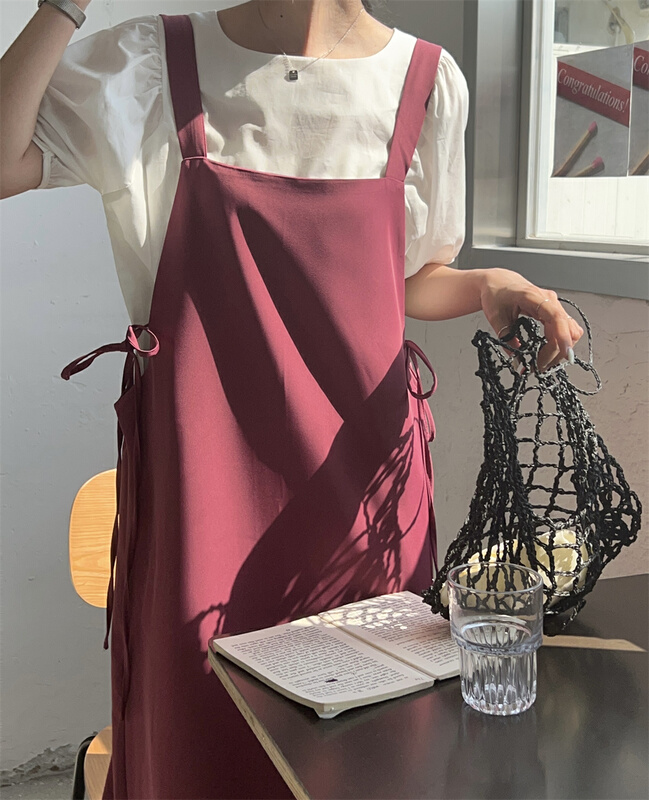 [FM] Korean style versatile straight tube design lace up suspender skirt (only suspender skirt) 9001-1# CLS