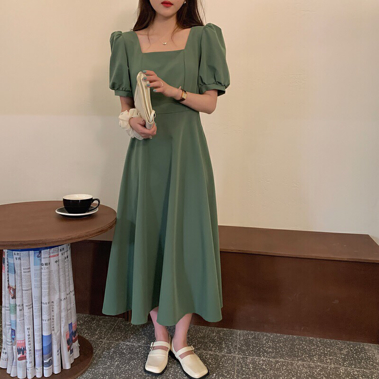 【 bobi 】 slim square neck dress 6610# hjy