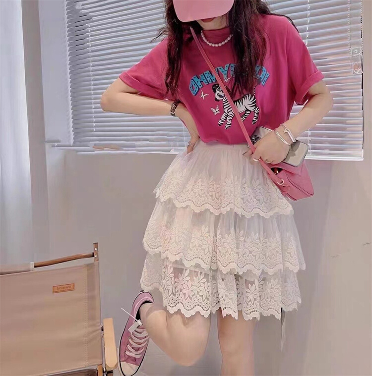 goods in stock! New in early summer! [xiaocaimiao] Korean versatile layered skirt 8160# lwy