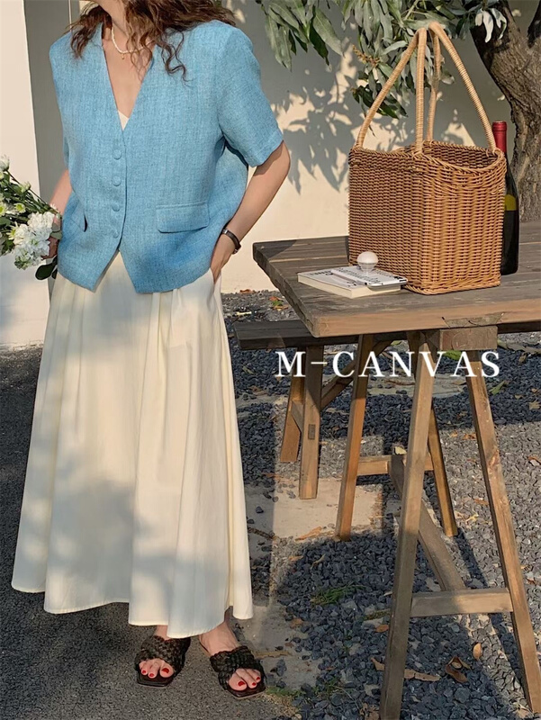 New in early summer! [Mi hang m-canvas] solid color simple and versatile skirt 6356# lwy