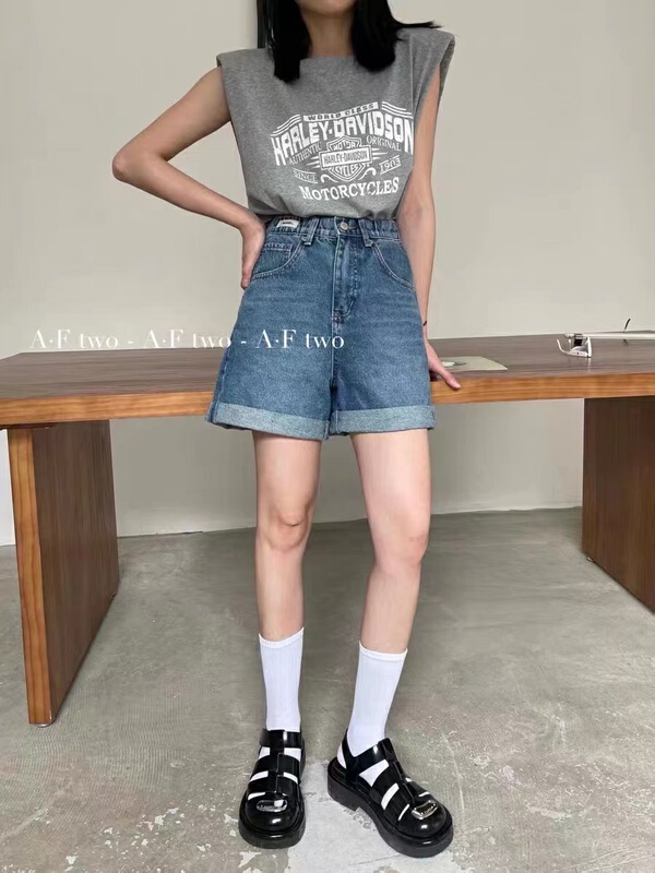 New in early summer! [Korean original] Korean Vintage high waist elastic waist jeans 61550# L