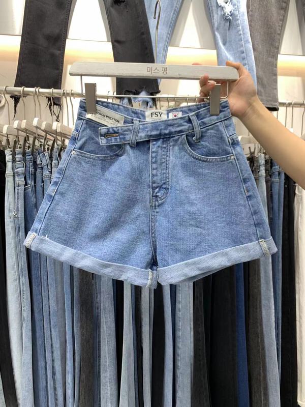 [x2 Fansi feather] high waist, slim and versatile denim shorts 6121# WTT
