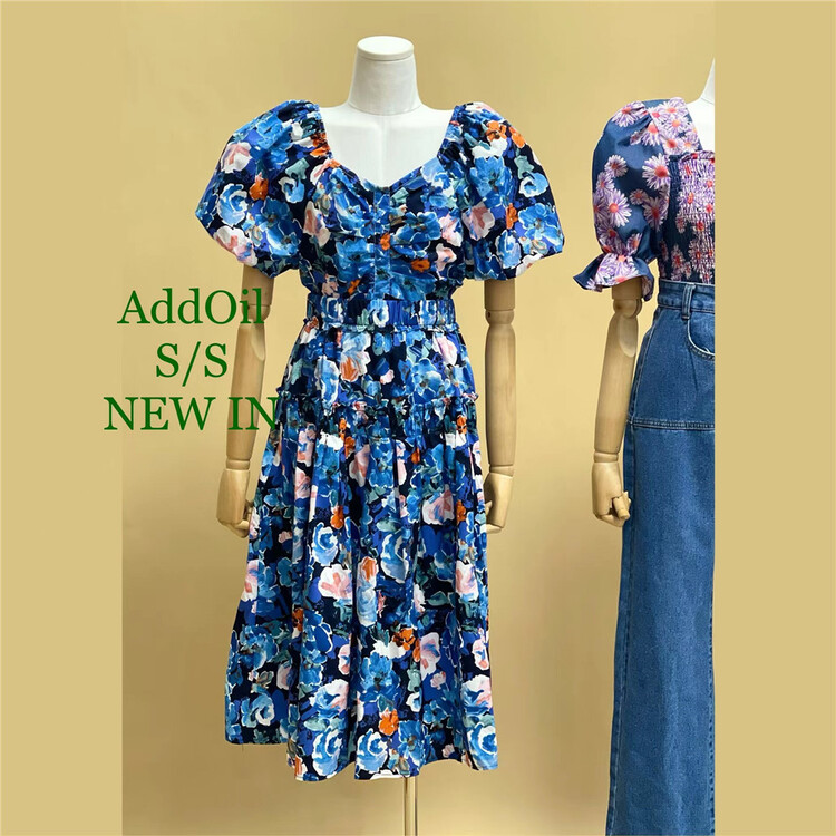 [addoil] Korean floral elastic waist slim skirt 9732# zxl