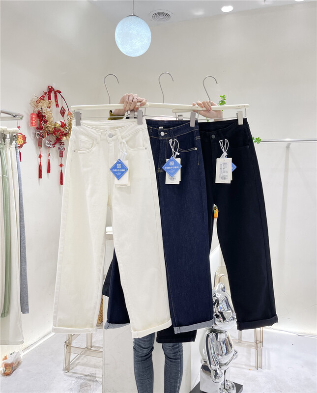 New year in early spring! [cuvvi] simple wide leg skinny jeans 1395-2 blue-3 apricot-5 black # LSL