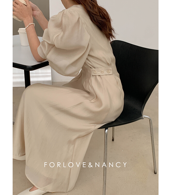 [FN] Korean solid color Pleated Dress la2lbj205n# cqw