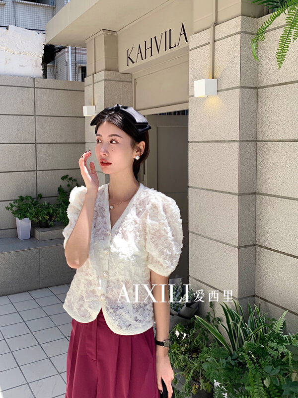初夏新款!【AIXILI愛西里】韓系潮流蕾絲百搭小衫  6388#  WPL