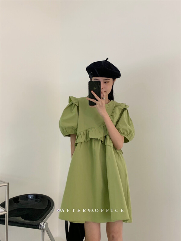 [after. 90] lady's bubble sleeve temperament dress (only skirts) 6712# ll