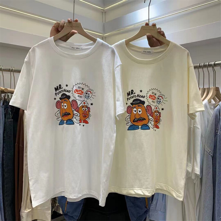 New year in early spring! [free Valley] loose cartoon print short sleeve T-shirt 105# LSW