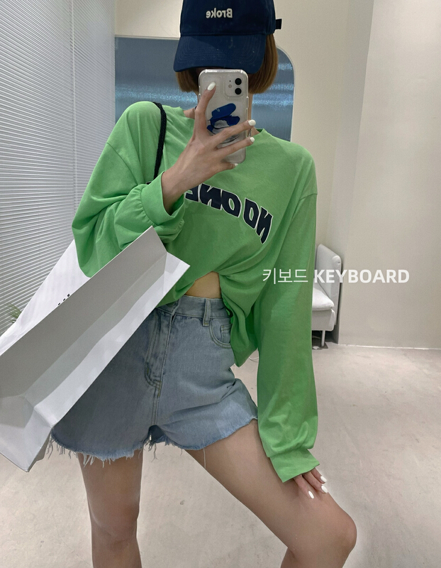 [keyboard] letter printed loose sunscreen shirt h-5561# LSL