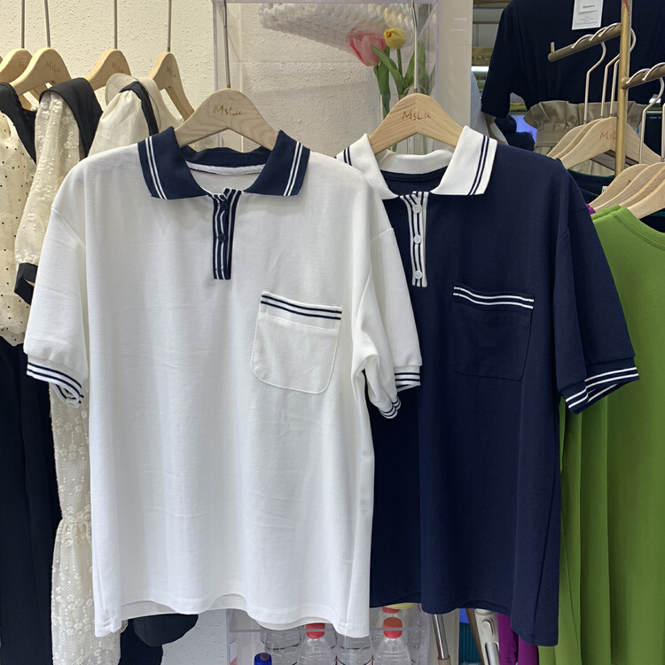 [Xiaoxiaojia] fashionable and versatile contrast color short sleeved polo shirt 80280# WTT