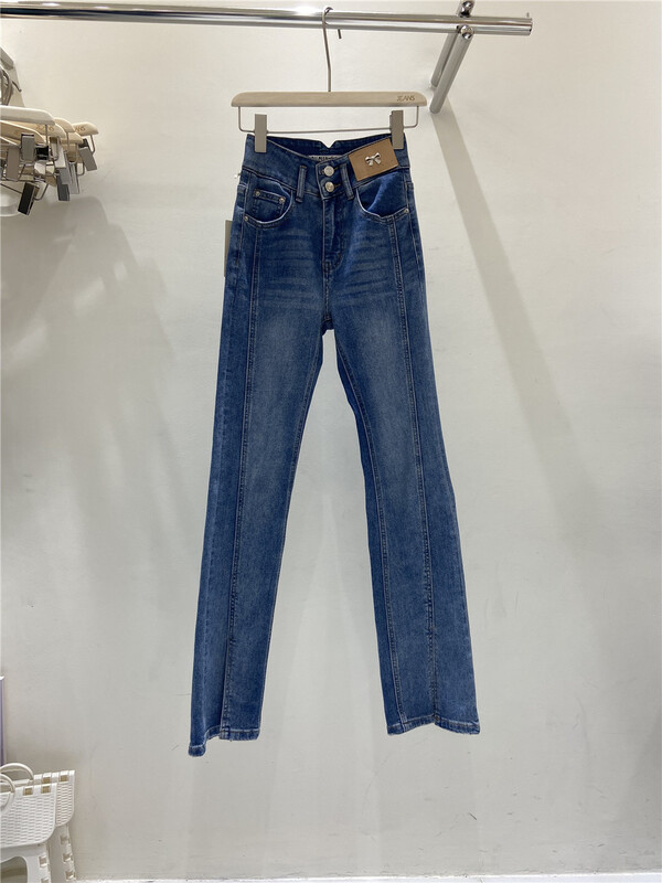 [aepjeans] high waist slim slightly flared split jeans 77022# CLS