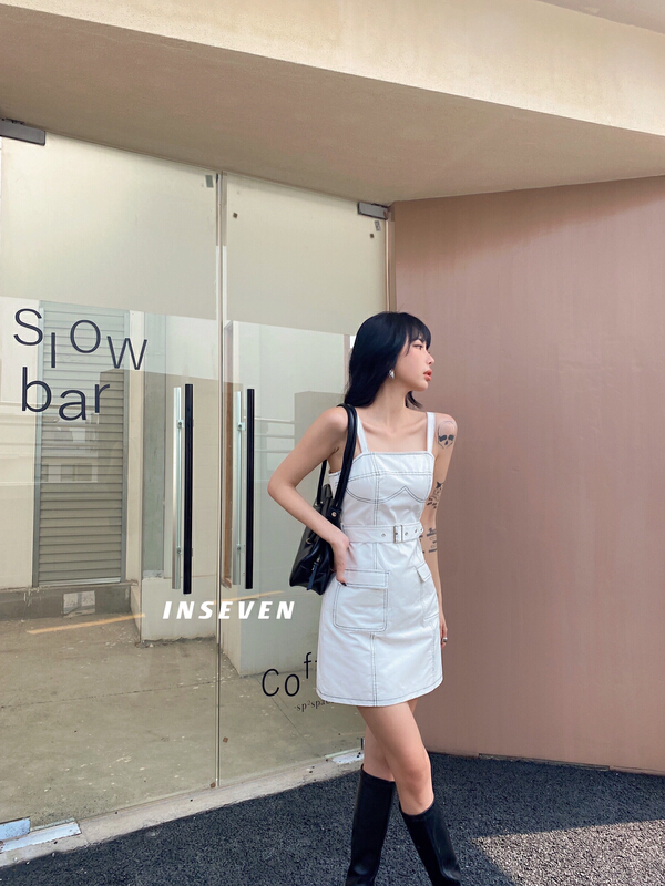 [inseven] fashion dress of niche design (with detachable shoulder straps) 26291# ozq