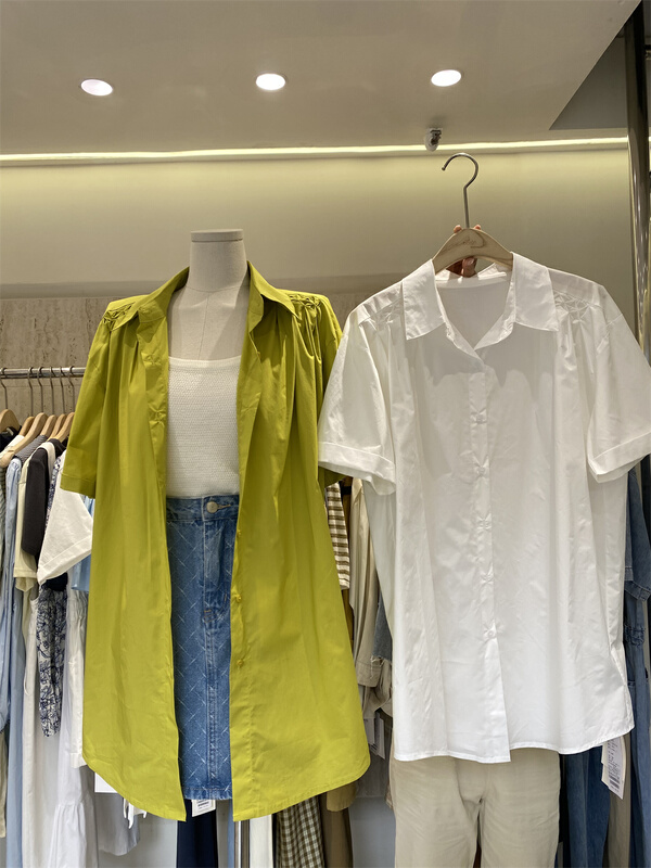 New in early summer! [Boran Boran] simple and versatile solid color short sleeve shirt 7018# XYY