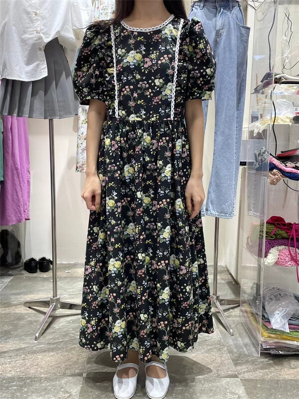 [double seven] Court Style Floral Dress (dress only) 28656# zxx