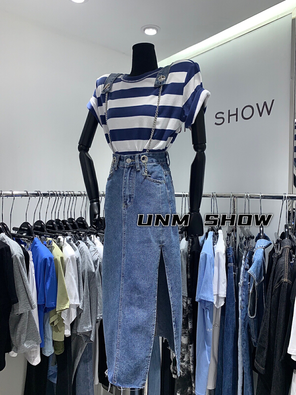 [unm-show] design chain slit strap skirt (excluding inner lap) 1256# WTT