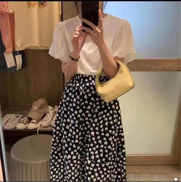 [Susan] high waist color blocking age reducing versatile skirt 18158# LSW
