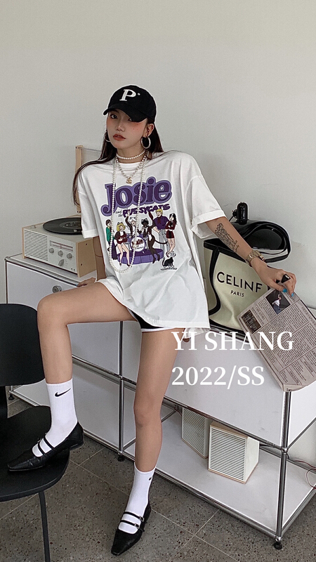 [Yishang & Yiyou] cartoon printing trend short sleeve T-shirt 5201# LSW