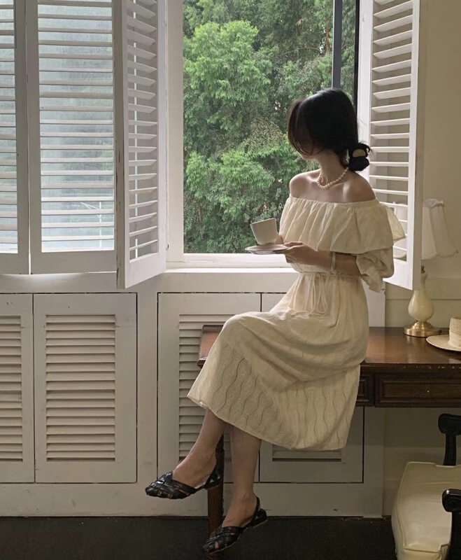 [sunshine] Korean solid color ruffled one-piece collar dress 9567# cqw