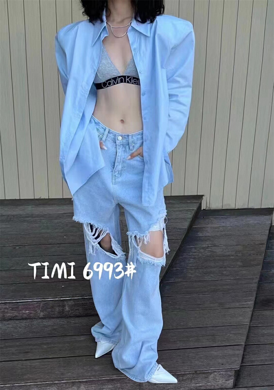 [TIMI] ripped loose, simple and slim jeans 6993# LSW