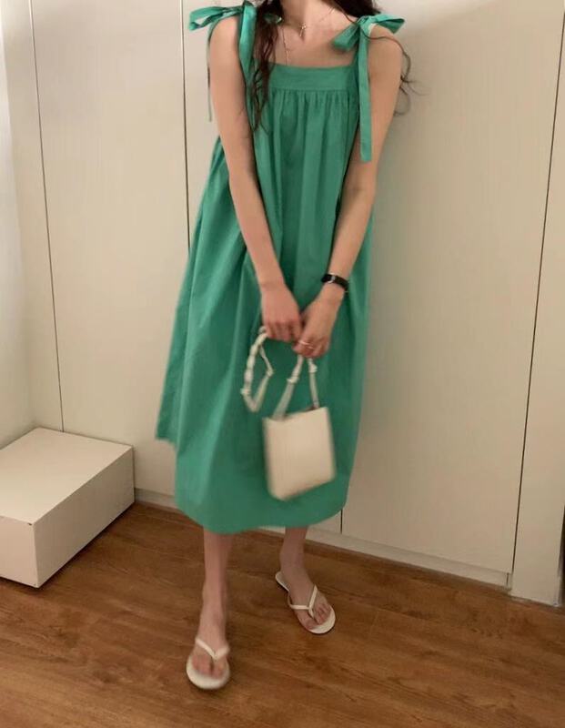 goods in stock! New in early summer! [bluepops] sling simple loose dress a2342# zxl