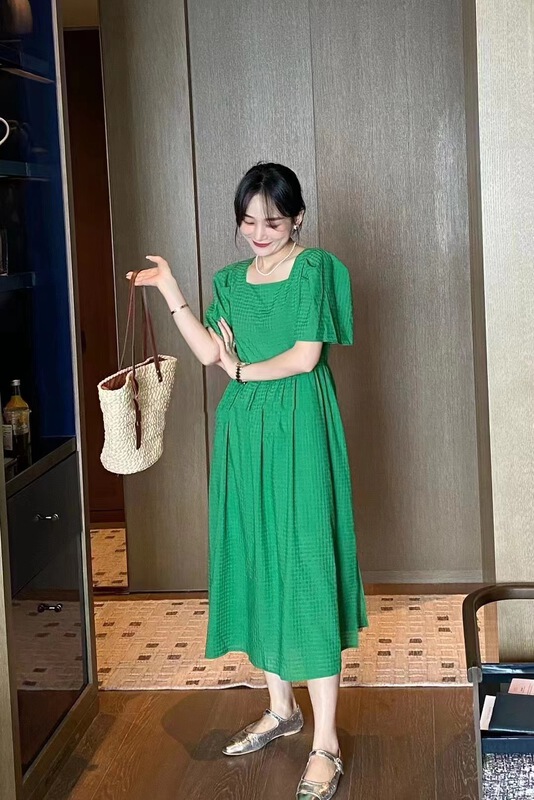 [OA] Korean style square neck color matching dress 1282# XYY