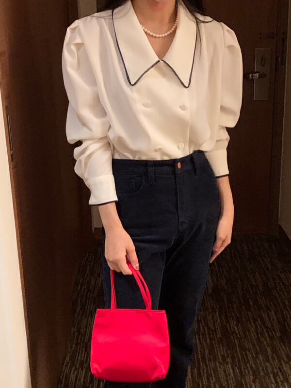New year in early spring! [timely rain] Han Feng ins French Vintage shirt 59779# YYW