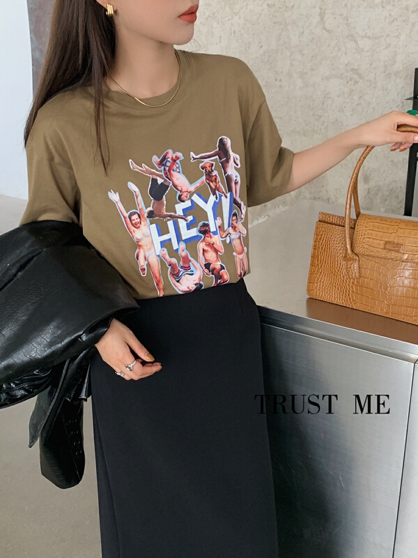 Original price 55.67! New in early autumn! [trust me] crew neck loose print short sleeve T-shirt (excluding bag / pants) 19240# YYW