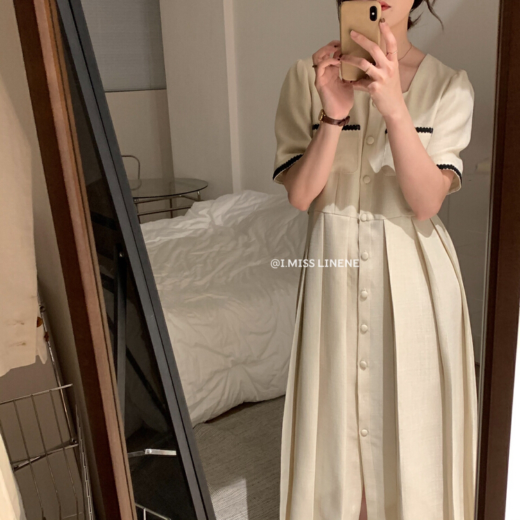 [Imiss] temperament square neck small fragrance dress cx9131# LSW